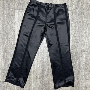 vintage designer Magaschoni silk black mesh tuxedo cigarette pants